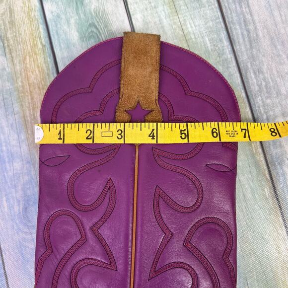 McClintock Heritage Collection Cowboy Boots Rough Suede Purple Shaft Size 9 - Picture 9 of 10
